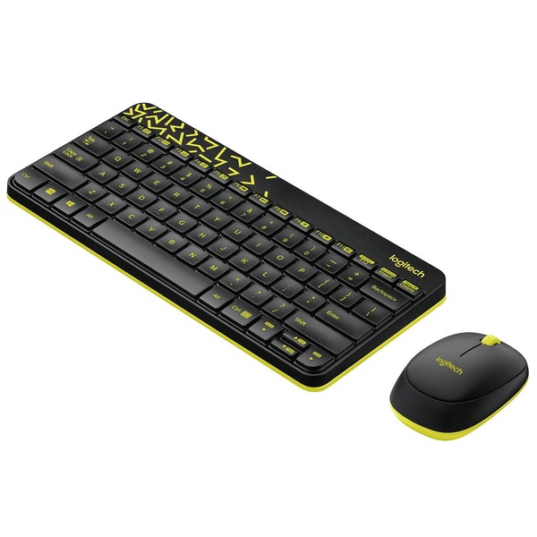Logitech MK240 Nano Wireless USB Keyboard and Mouse Combo (Black/Chartreuse Yellow)
