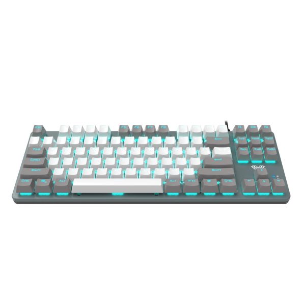 AULA F3287 Wired TKL Rainbow Mechanical Gaming Keyboard (White & Grey, Tactile Blue Switches)