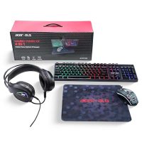 Acer 4 in 1 Wired Gaming Combo, 7 Color LED Backlit Keyboard, RGB Mouse 1200/1600/2400 DPI, Premium Gaming Headset 50mm Driver, 120dB with Mixed Light Effect, Fabric Weave Mousepad Black