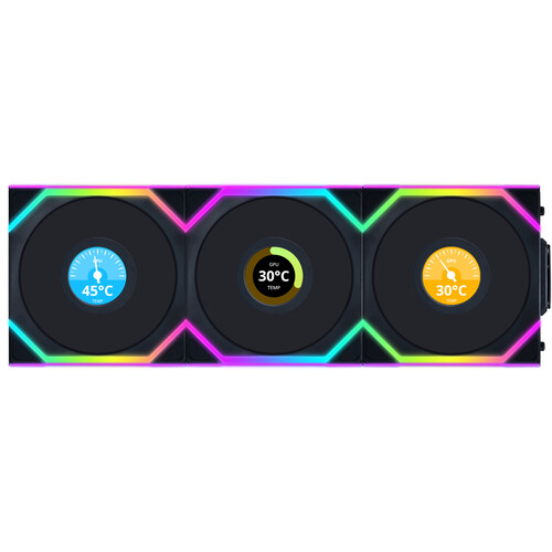 Lian Li 120mm UNI FAN SL Wireless LCD ARGB Case Fan (Black, 3-Pack)