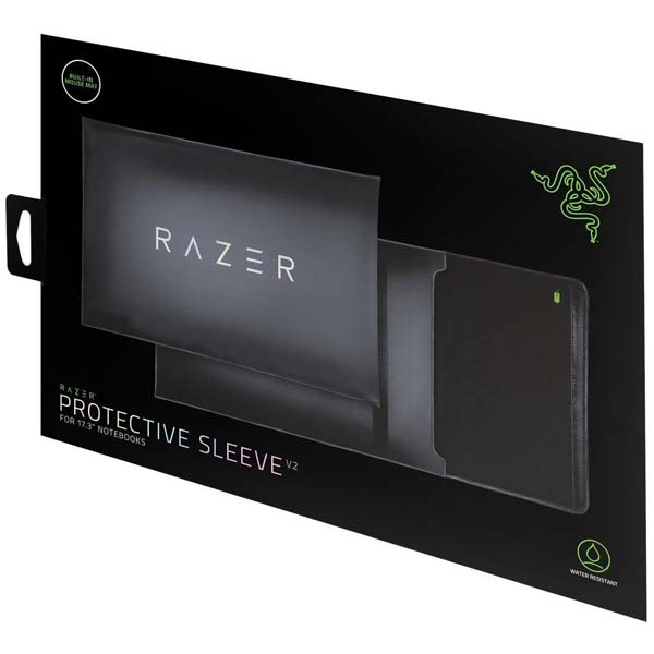 Razer 17.3 inch Protective Laptop Sleeve: Scratch & Water-Resistant – Padded Interior Lining – Snag-Free Velcro – Flip-Out Mouse Mat – Classic Black (RC21-01590100-R3M1)