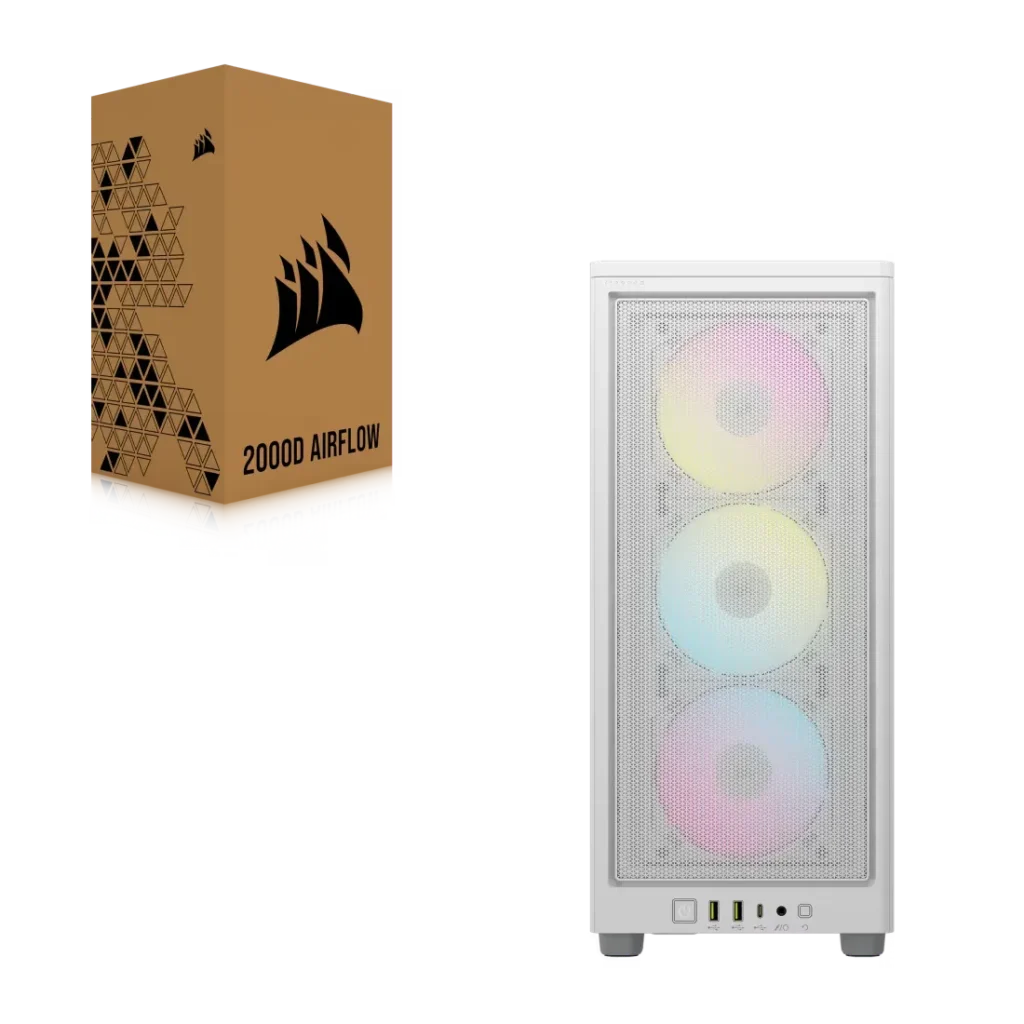 Corsair iCUE 2000D RGB Airflow Mini ITX PC Cabinet (White)