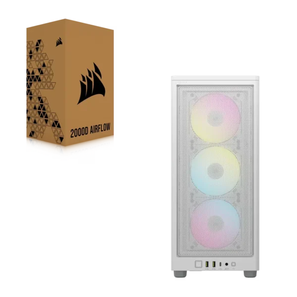 Corsair iCUE 2000D RGB Airflow Mini ITX PC Cabinet (White)