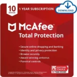 McAfee Total Protection 2024 | 10 Device, 1 Year | Antivirus Internet Security Software | Password Manager & Dark Web Monitoring Included | PC/Mac/Android/iOS | Email Delivery
