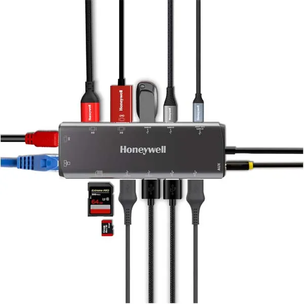 Honeywell 14-in-1 Type C Dock with Dual 8K HDMI& DP, Ethernet Port, USB 3.2, 3.0 & 2.0, 2xType C 3.2, 3.5 mm Audio Port, SD & MicroSD Slot, for All Devices Like Windows/MacBook