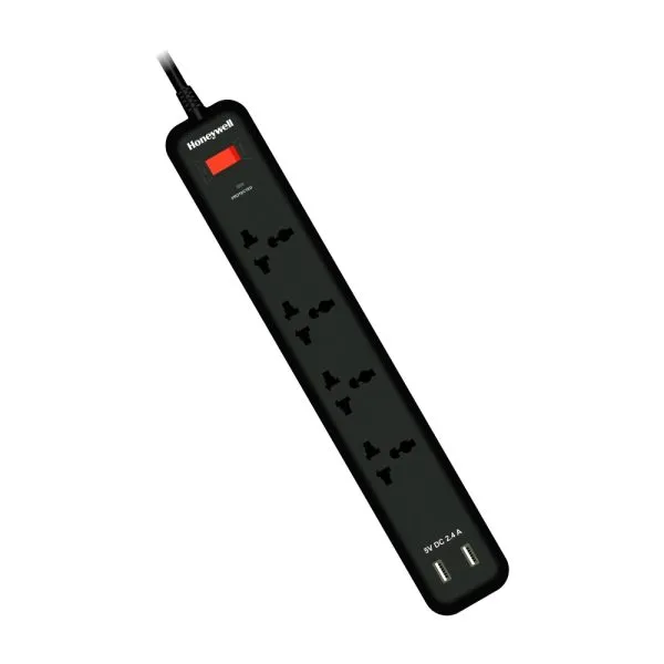 Honeywell 4 Socket Surge Protector with 2 USB Extension Board
