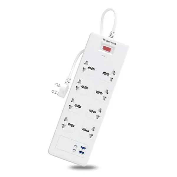 Honeywell 8 Outlet Surge Protector with 2 Type C with PD & 2 USB – White