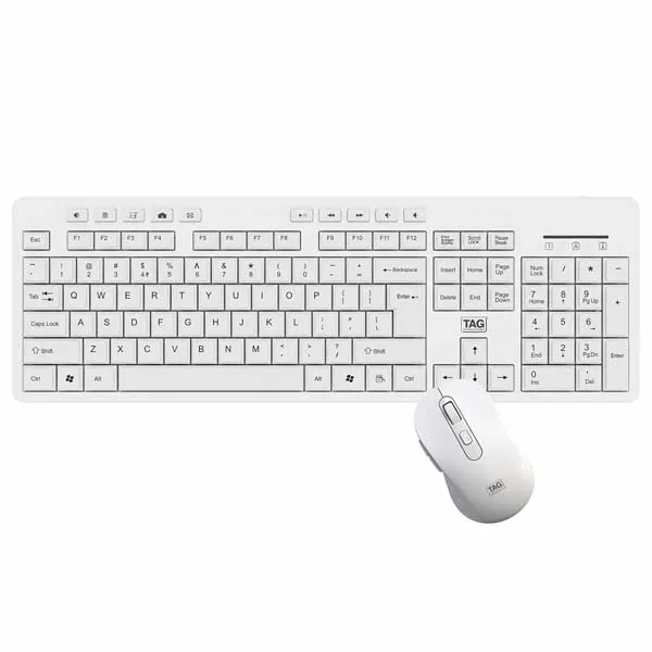 TAG KBWM1000 White Wireless Keyboard & Mouse Combo Kit