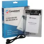 Consistent 2.5ich SATA HDD/ SSD Enclosure 3.0 Transparent Enclosure, Portable External Hard Disk Enclosure 7 MM and 9.5 MM Tool Free , Supports.