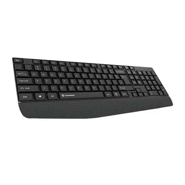 Consistent Classic Gold Wired Keyboard (SK102) with 2.4 GHz USB Receiver, 10m Working Range, 12 Shortcut Keys, Adjustable DPI (Black)