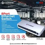 Consistent Desktop 8 Port Ethernet Switch (CT-DS-08PN) 5V/1A Power Suppy, 10/100Mbps Speed, Forwarding Rate 1.1904Mbps, 1.6 Gbps Bandwidth, IEEE802.3u Network
