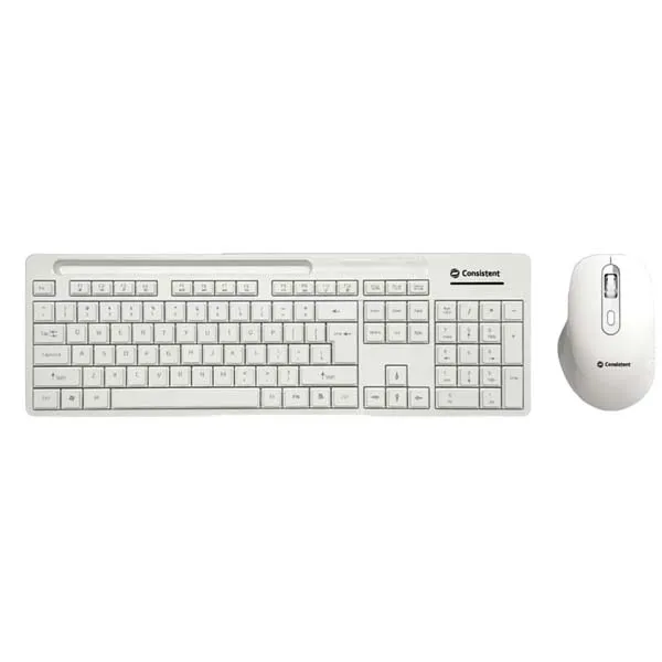 Consistent Glory Wireless Keyboard with Mouse (CMW402) with 2.4 GHz USB Receiver, 10m Working Range, 12 Shortcut Keys, Adjustable DPI (White)