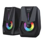 Consistent SA RE GA MA Desktop Computer Speakers, 2.0 Channel, USB Powered, RGB Lighting, Black