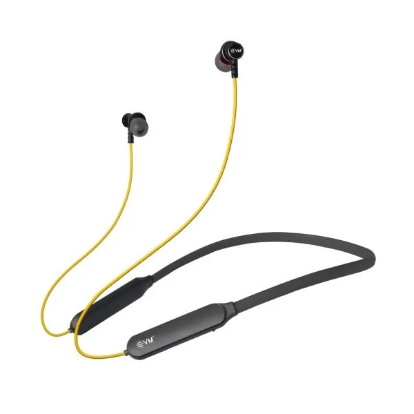 EVM Ensport EVM-NB-027 Bluetooth neckband with A2DP Audio Technology, CVC Noise Cancellation Technology (Black & Yellow)