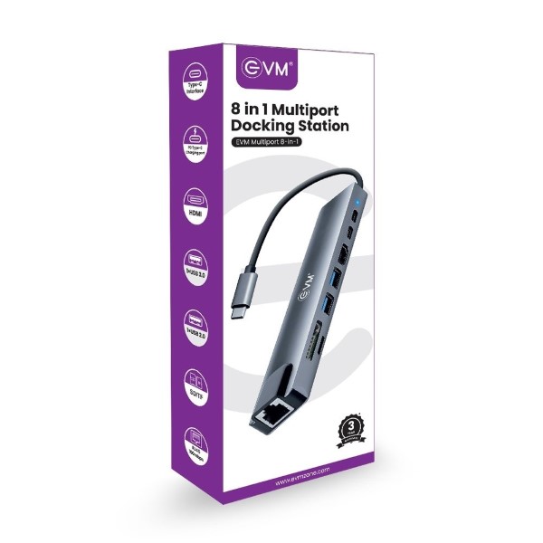EVM USB Type C 8 In 1 MultiPort Docking Station - Image 2
