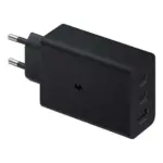Samsung Original 65W Tri Port, Type-C & USB-A, Super Fast Charger (Cable not Included) Black, Tablet