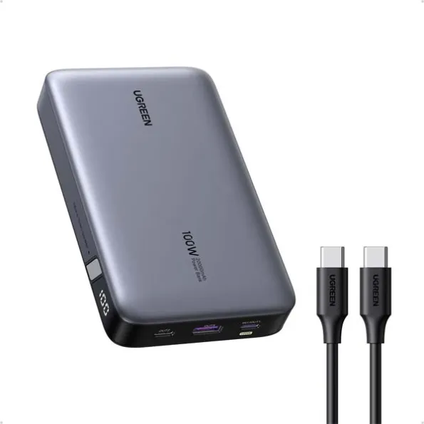 UGREEN 20000mAh 100W Power Bank, Nexode Portable Charger USB C 3-Port PD Fast Charging Battery Pack Digital Display for McBook, Tab, ifone 16, Galax S24 Ultra, Steaam Deck, Della XPS and More