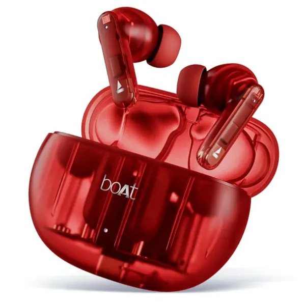 boAt Airdopes 191 ANC 32dB ANC TWS Ear Buds Wireless Earphones with mic Pellucid Red