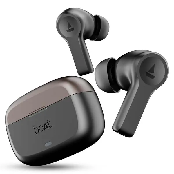 boAt Airdopes Flex 454 ANC 60HRS Battery ANC 32dB App Support 4Mics ENx Fast Charge Dual Pairing IPX5 v5.2 Bluetooth Earbuds TWS Ear Buds Wireless Earphones with mic Gunmetal Black