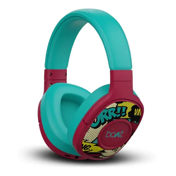 boAt Rockerz 550 Bluetooth Wireless Over Ear Headphones with Mic Upto 20 Hours Playback 50MM Drivers Soft Padded Ear Cushions and Physical Noise Isolation Maroon Maverick