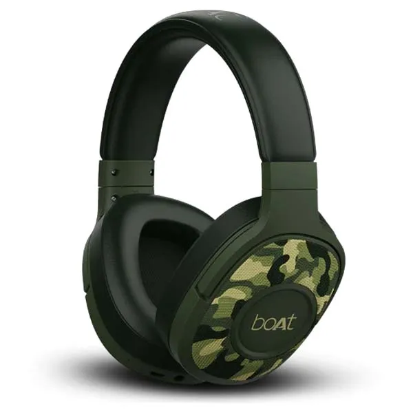 boAt Rockerz 550 Bluetooth Wireless Over Ear Headphones with Mic Upto 20 Hours Playback 50MM Drivers Soft Padded Ear Cushions and Physical Noise Isolation Army Green