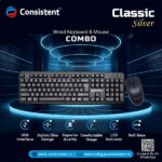 Consistent Classic Silver Wired Keyboard & Mouse (SK101) for Windows