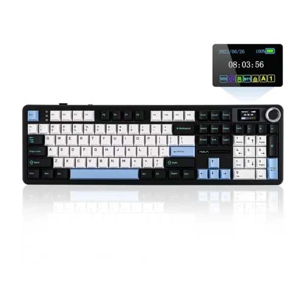AULA F108Pro 3 in 1 (2.4G/BT/Wired) Full Size Wireless RGB Mechanical Gaming Keyboard | Retro Color