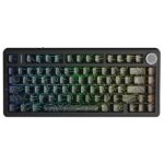 AULA F75 75% Side Engraved Tri Mode TKL 80 Keys Wireless Mechanical Gaming Keyboard With Knob | Black Contour – Star Vector Switches (F75BCS)