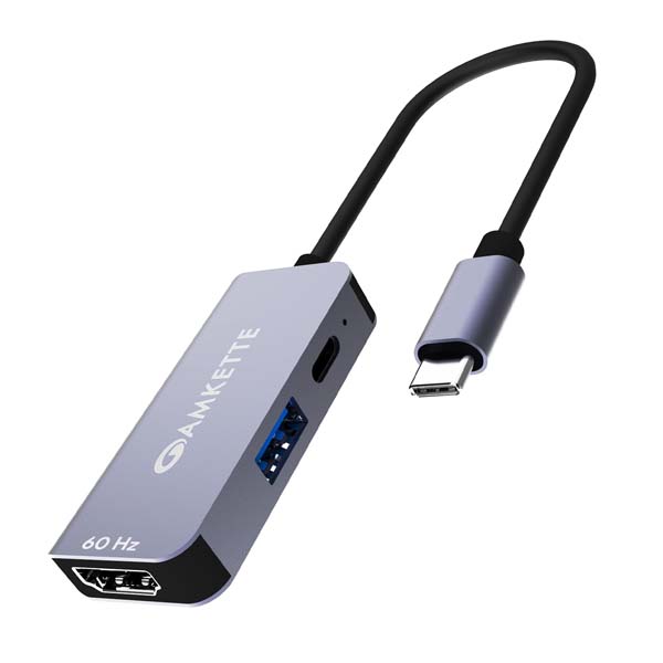 Amkette 3-in-1 60Hz Type C to HDMI Adapter