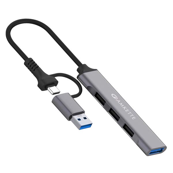 Amkette 4 Port Hybrid USB 3.0 Hub Type C+A