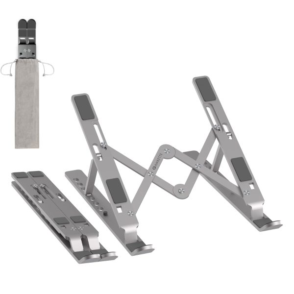 Amkette Ergo Fold Premium Metal Foldable Laptop Stand (Silver)