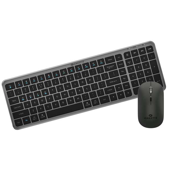 Amkette Wi-Key Max Multi Device Wireless Keyboard and Mouse Combo