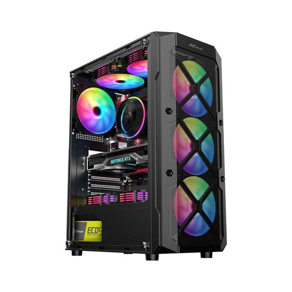 Ant Esports VM50 ARGB Mid-Tower M-ATX Gaming Cabinet (Black)