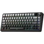 Aula F75 MAX Side-Engraved Keycaps Wireless 3 in 1 Mechanical Gaming Keyboard with Screen and Knob, for PC/Mac/Linux | Gradient Gray, Reaper Switch (F75MaxGrR)