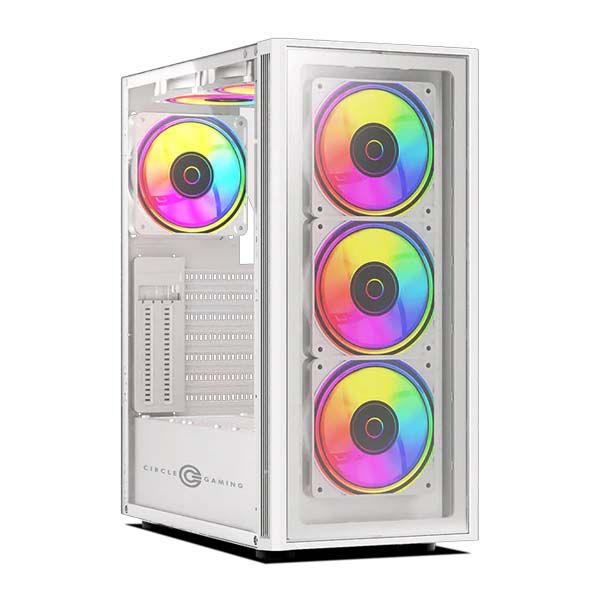 Circle Elegantor M3 Glass M-ATX Tower Gaming Cabinet (White)