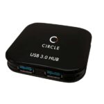 Circle Rootz USB 3.0 4-Port Hub High-Speed Data Transfer (Black)
