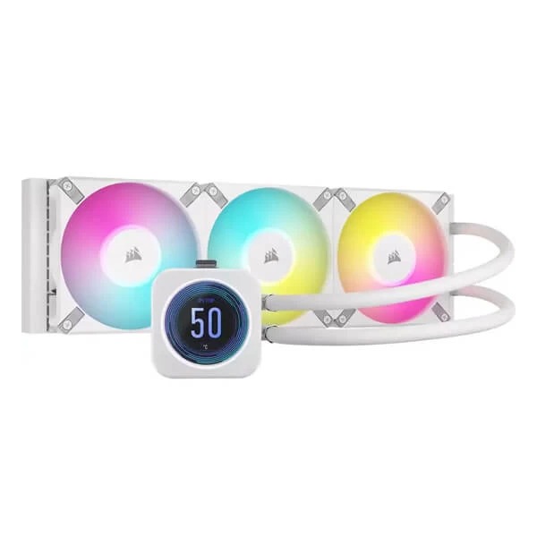 Corsair ICUE H150i Elite LCD XT Display RGB White All In One 360mm CPU Liquid Cooler 1