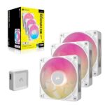 Corsair iCUE LINK RX120 MAX RGB 120mm PWM Thick Fans Starter Kit (White) - Image 4