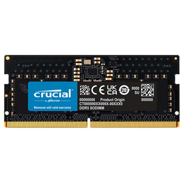 Crucial 8GB DDR5-5600 SODIMM CL46 (16Gbit) Memory (CT8G56C46S5)