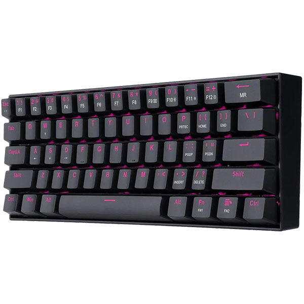 Redragon K630 Dragonborn 60% Wired Pink LED Gaming Keyboard Black