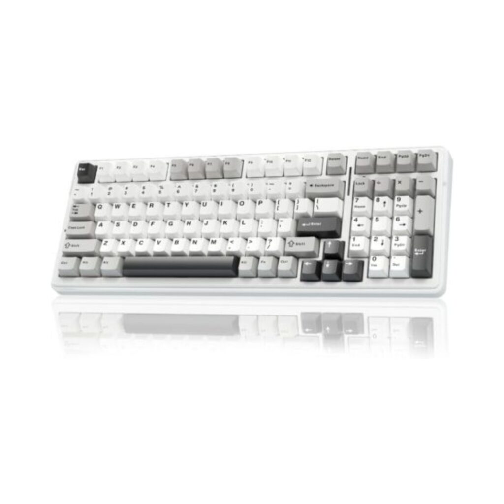 AULA F99 3 in 1 Hot Swappable RGB Gasket Wireless Mechanical Keyboard (Gray+White
