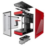 HYTE Y60 Modern Aesthetic Dual Chamber Panoramic Tempered Glass Mid-Tower ATX Computer Gaming Red and Black Case - Image 5
