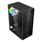 ICE Master Thunder Mid-Tower Computer Case/Gaming Cabinet – Black | Support ATX, M-ATX, ITX | Pre-Installed 2 Top & 1 Rear Rainbow Fans - Image 2