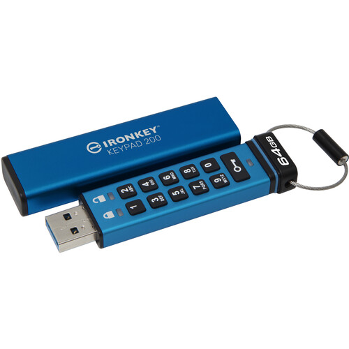 Kingston 64GB IronKey Keypad 200 USB-A 3.2 Gen 1 Flash Drive