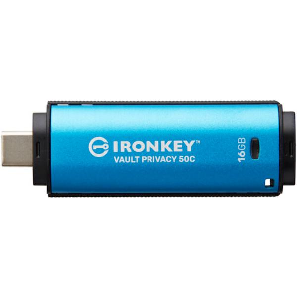 Kingston IronKey 16GB Vault Privacy 50 Series USB-C Flash Drive (Blue)
