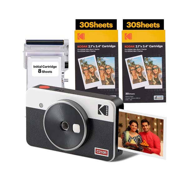 Kodak Mini Shot 2 Retro 2in1 + 68 Sheets Bundle (White)