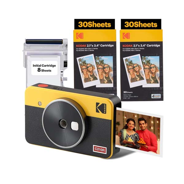 Kodak Mini Shot 2 Retro 2in1 + 68 Sheets Bundle (Yellow)