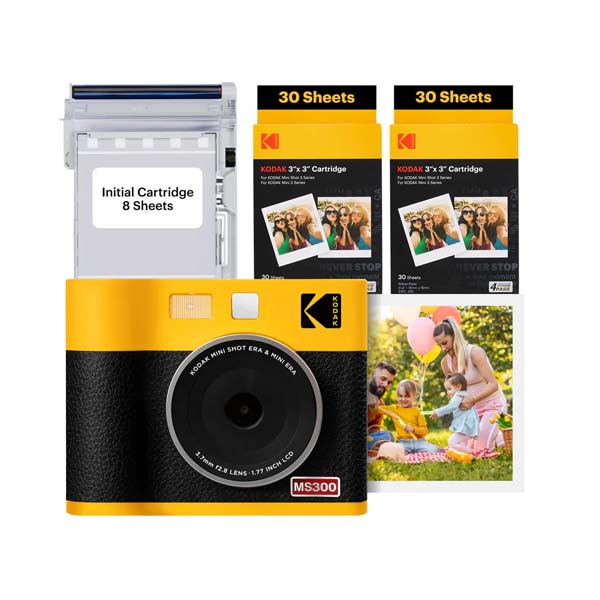 Kodak Mini Shot 3 ERA 2-in-1 Instant Camera and Photo Printer (3x3) (Camera + 68 Sheets) Yellow
