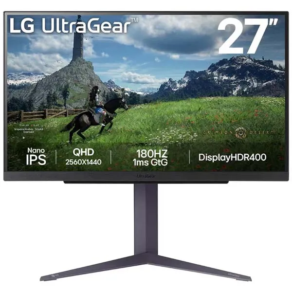 LG 27GS85Q Ultragear 27″ QHD Nano IPS 1ms (GtG) 180Hz Gaming Monitor (Black)
