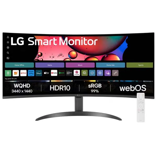 LG 34SR60QC 34″ WQHD (3440×1440) Curved (1800R) UltraWide 21:9 Smart Monitor (Black)